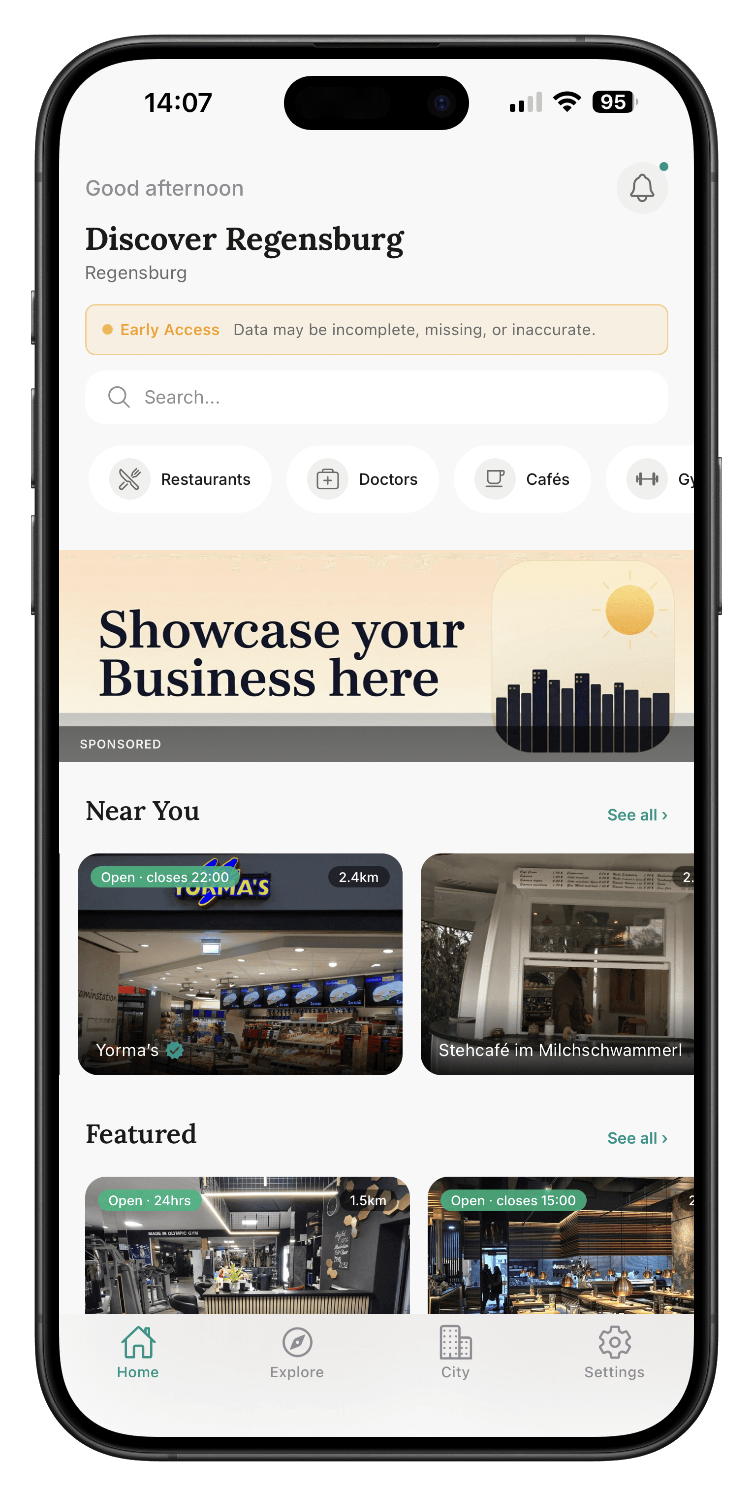 City Directory home screen